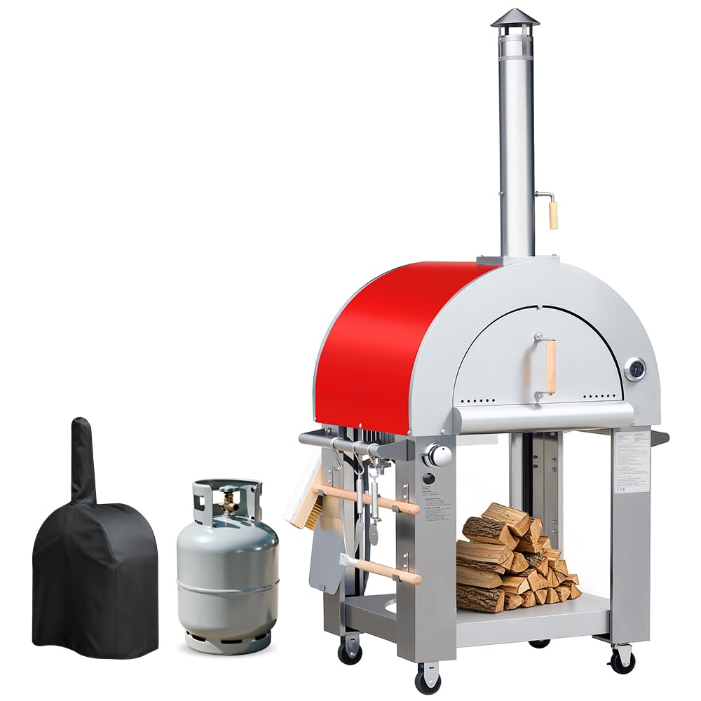 こち Amazon.com: KOSTCH 32.5 inch Wood Fired and Propane Gas Pizza Oven